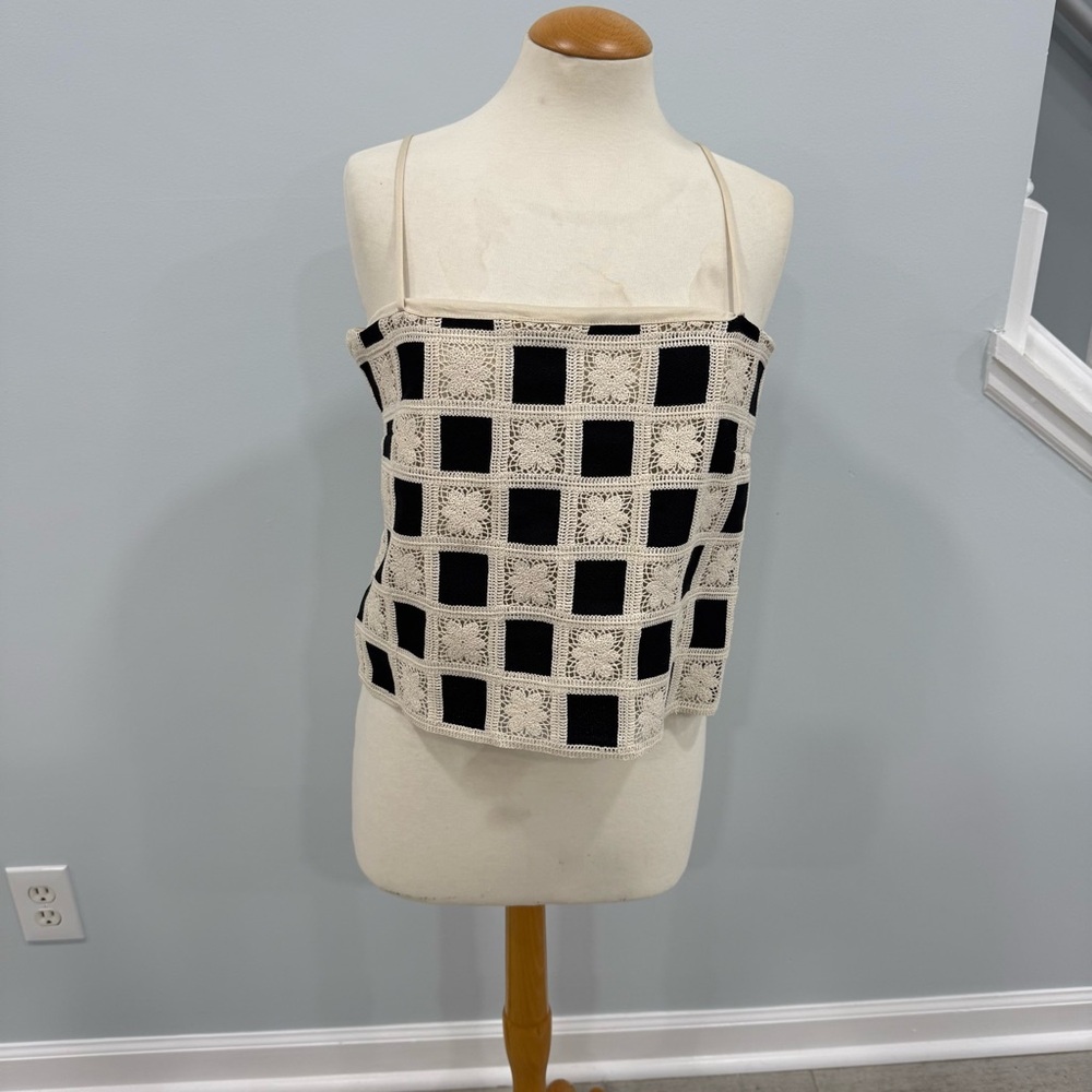 Anthropologie Black and Cream Women's Top